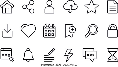 Diseño vectorial de Iconos de línea de página inicial 