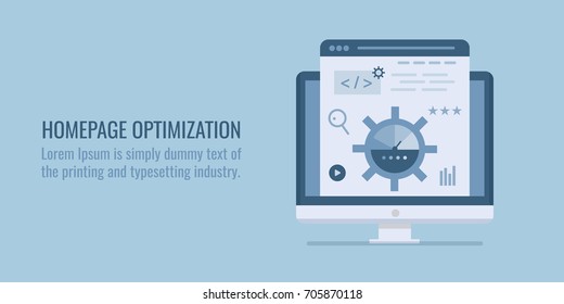 Homepage Optimization, Web-page SEO, Website Performance, Website Marketing Flat Vector