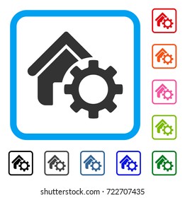 Homepage Options Gear icon. Flat gray iconic symbol in a light blue rounded square. Black, gray, green, blue, red, orange color versions of Homepage Options Gear vector.