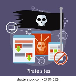 Homepage of pirate sites with flag concept. Can be used for web banners, marketing and promotional materials, presentation templates 