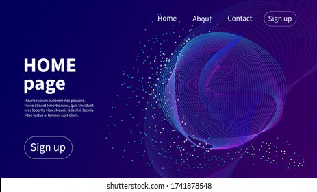 Homepage template. Futura blue landing page with waves