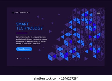 Homepage template. Header for website and mobile website. Concept of computer technology. Abstract geometric element. Vector illustration.