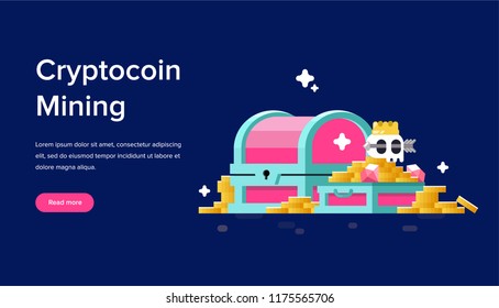 Homepage template for Landing Page. Cryptocoin vector illustration.