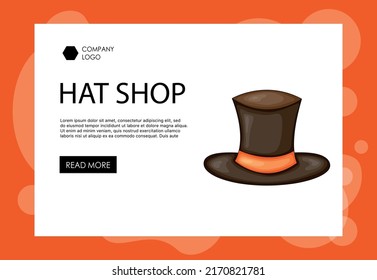 Homepage template for your site with top hats. Cartoon style. Vector illustration