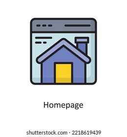 Homepage Vector  Filled Outline Icon Design illustration. Cloud Computing Symbol on White background EPS 10 File
