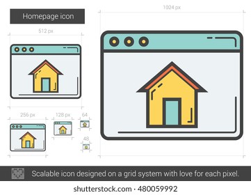 Homepage vector line icon isolated on white background. Homepage line icon for infographic, website or app. Scalable icon designed on a grid system.