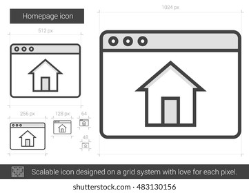 Homepage vector line icon isolated on white background. Homepage line icon for infographic, website or app. Scalable icon designed on a grid system.