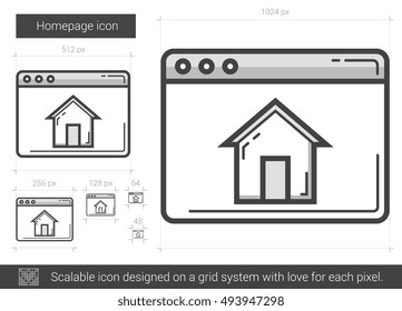 Homepage vector line icon isolated on white background. Homepage line icon for infographic, website or app. Scalable icon designed on a grid system. Homepage vector line icon isolated on white background. Homepage line icon for infographic, website or app. Scalable icon designed on a grid system.