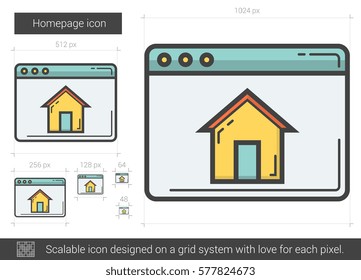 Homepage vector line icon isolated on white background. Homepage line icon for infographic, website or app. Scalable icon designed on a grid system.