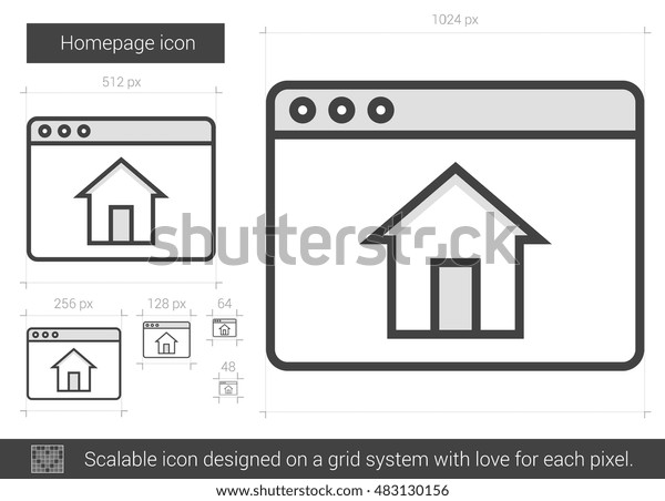Homepage vector line icon isolated on white\
background. Homepage line icon for infographic, website or app.\
Scalable icon designed on a grid\
system.