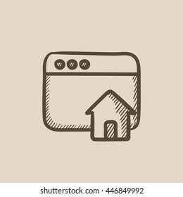 Icono de esbozo del vector de la página de inicio aislado en el fondo. Icono de página de inicio dibujado a mano. Icono de boceto de página de inicio para infografía, sitio web o aplicación.
