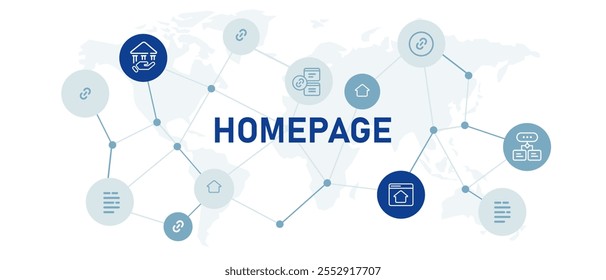 Homepage website home main page illustration header icon set graphic design connected symbol
