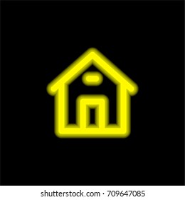 Homepage yellow glowing neon ui ux icon. Glowing sign logo vector