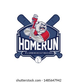 homerun plumbing basball logo vector