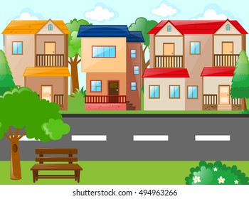 Casas en un camino