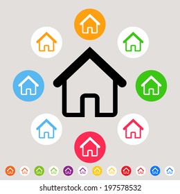 Homes - colorful vector icon set