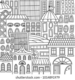 Homes coloring vector illustration