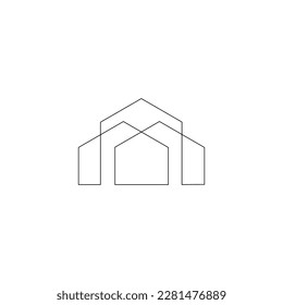  homes or commercial building in continuous line art drawing style. Minimalist black linear sketch isolated on white background. Vector illustration