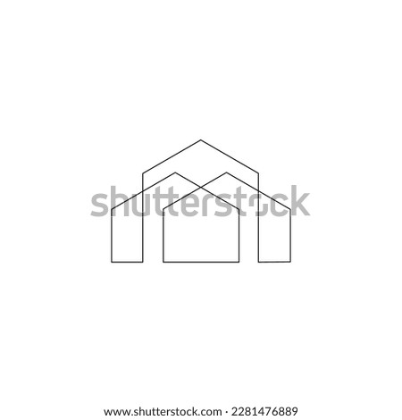  homes or commercial building in continuous line art drawing style. Minimalist black linear sketch isolated on white background. Vector illustration
