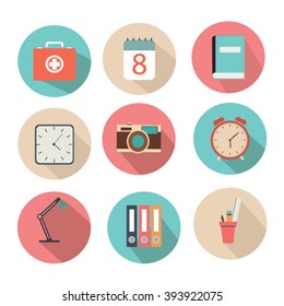 Homes things flat icons set