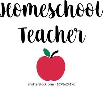 Homeschool Teacher Vector Illustration with Apple and Text