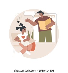 Home-school your kids abstract concept vector illustration. Distance learning, remote home education, structured school program, parents help kids study during quarantine abstract metaphor.