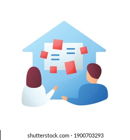 Homeschooling curriculum flat icon. Parents determine the curriculum of their children. Online education concept. Distant remote teaching and home schooling. Isolated color vector illustration
