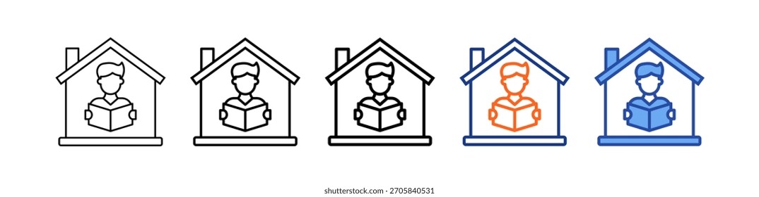 Icono de Vector de conjunto diferente de educación en casa