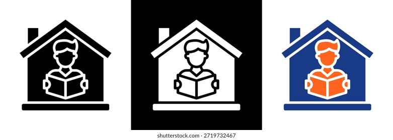 Conjunto de iconos de educación en casa Ilustración vectorial de glifos