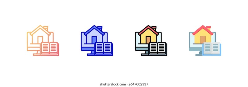 Homeschooling Icon set multiple style collection