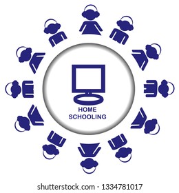 Homeschooling icon with students