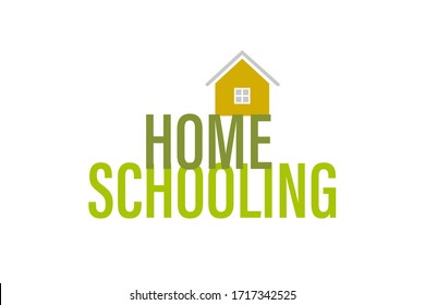 Homeschooling Icon Type. Study and learn at home. Home schooling and quarantine precaution to stay safe from Coronavirus COVID-19 Virus. Drawing illustration.