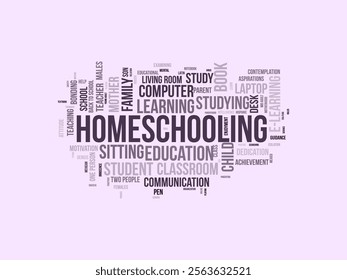 Homeschooling word cloud template. Homeschooling concept vector tagcloud background. vector illustration.