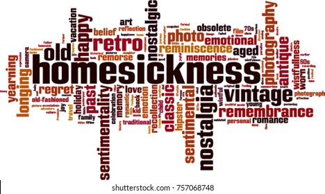 Homesickness word cloud concept. Vector illustration