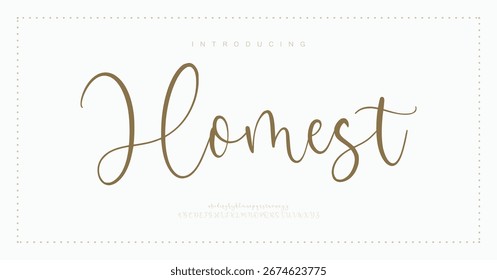 Homest Elegant Professional Signature Script. Elegant Script Handwritten Font for Wedding Invitations, Business Branding, and Fashion Projects . vector illustration 

