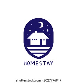 homestay or home production small and medium enterprise logo moon night star vector uniqe authentic design 