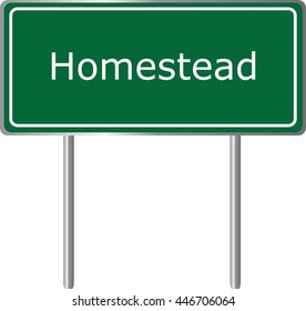 Homestead , Florida, road sign green vector illustration, road table, USA city