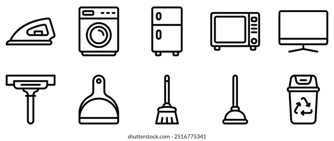 Homeware Icon Set Functional Line Style Collection for Household Essentials