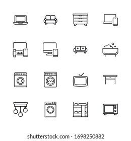 homeware line icons set. Stroke vector elements for trendy design. Simple pictograms for mobile concept and web apps. Vector line icons isolated on a white background. 