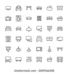 Homeware line icons set. Stroke vector elements for trendy design. Simple pictograms for mobile concept and web apps. Vector line icons isolated on a white background.