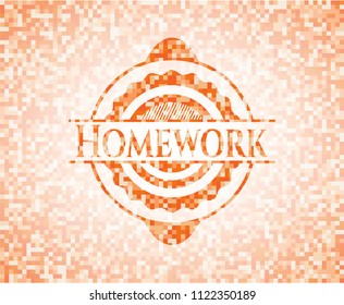 Homework abstract orange mosaic emblem