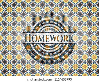 Homework arabesque emblem. arabic decoration.