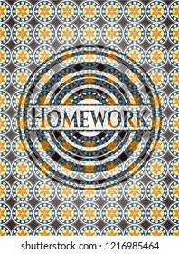 Homework arabesque style badge. arabic decoration.