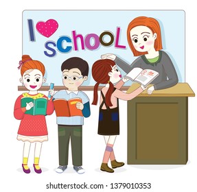 Homework assignment of primary school classroom and praise.
