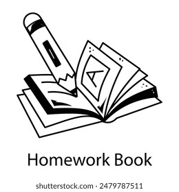 Homework book doodle icon is up for premium use 