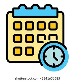 Homework calendar icon outline vector. Child study. Help student color flat
