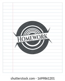 Homework emblem with pencil effect. Vector Illustration. Detailed.