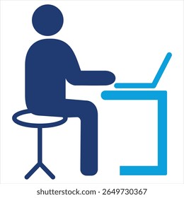 Homework Flat Blue Icon Vector Illustration