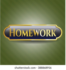 Homework golden emblem or badge