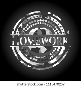  Homework grey camouflaged emblem